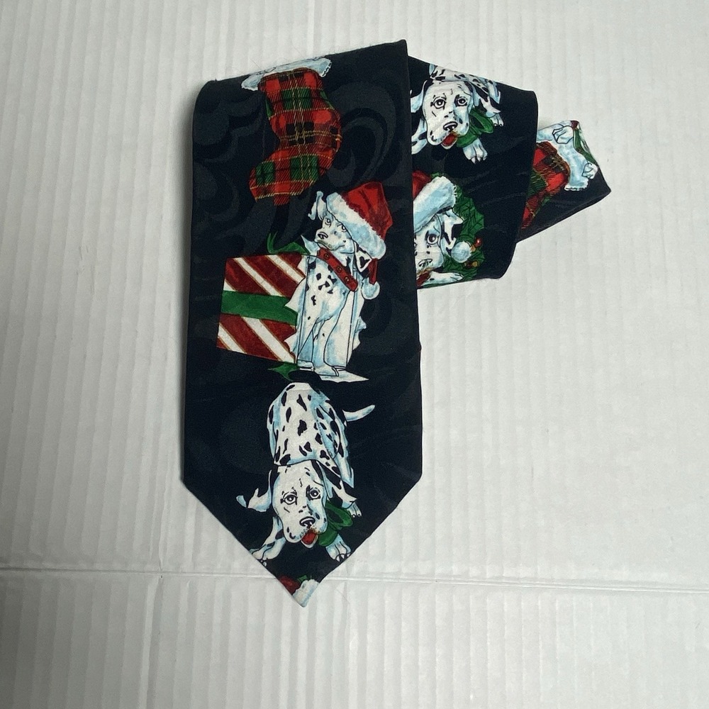 Surrey Mens  Tie Dalmation Puppy Christmas Holiday Office‎ Novelty Dog Festive